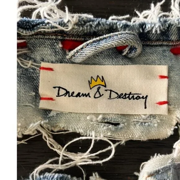DREAM & DESTROY PUNK ROCK PATCH CUSTOM VINTAGE DENIM VEST - Picture 2 of 16